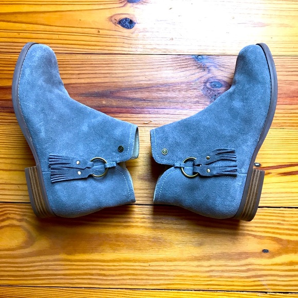 Spenco Light Grey Suede Leather Ankle Boots, EUC, 9 - Picture 1 of 11
